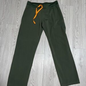 Figs Dark Green Joggers with Bright Orange Drawstring